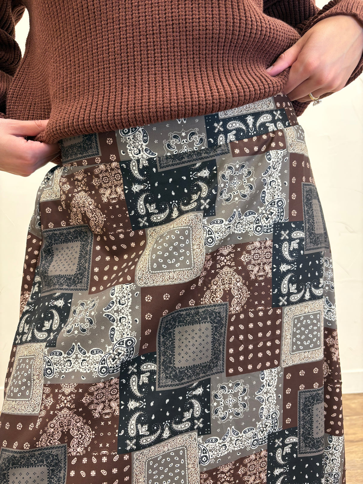 A line Bandana Print Maxi Skirt