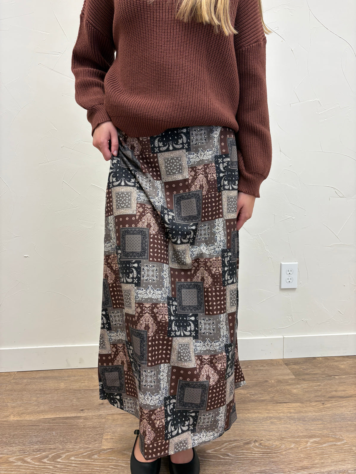 A line Bandana Print Maxi Skirt
