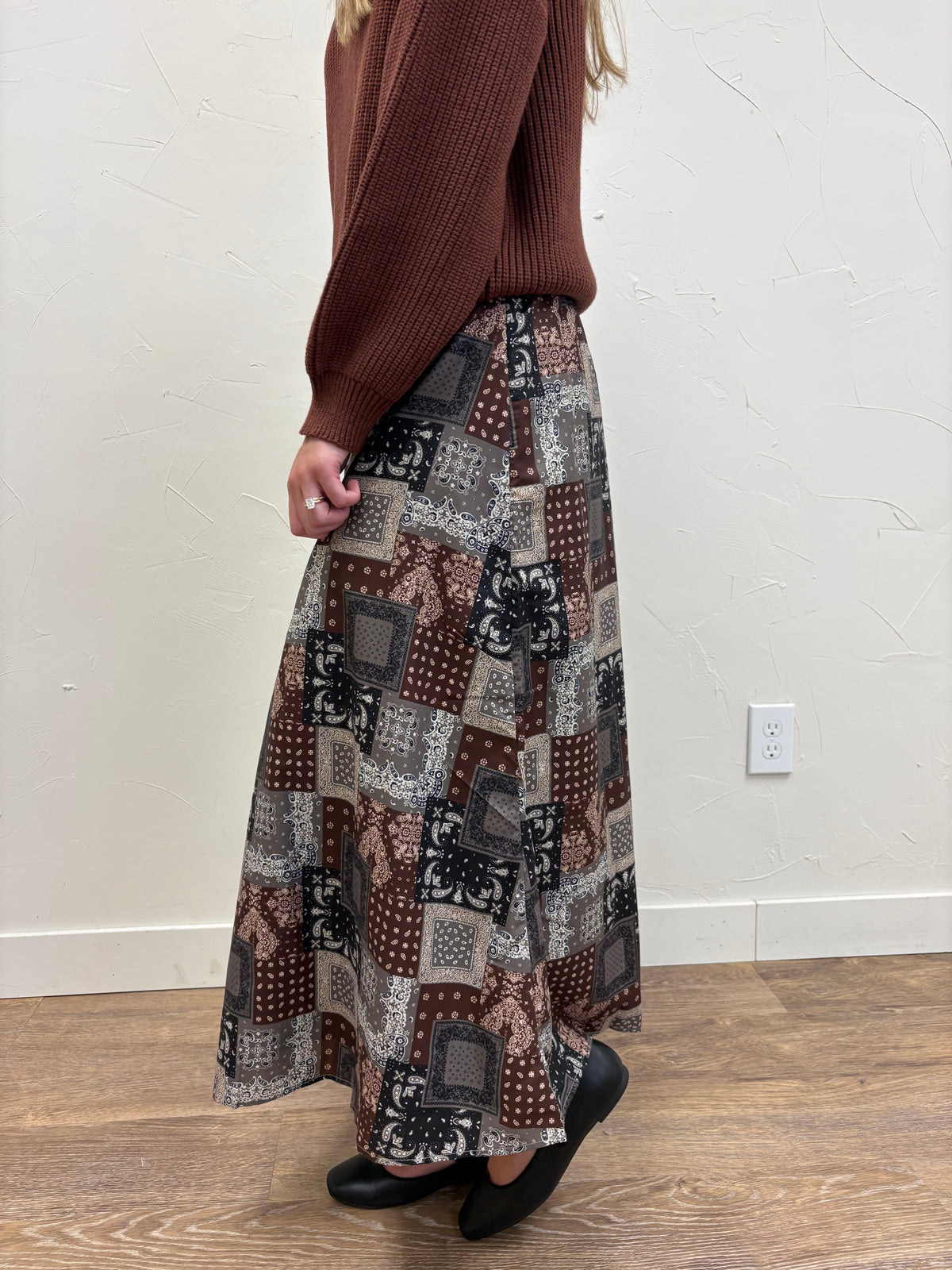 A line Bandana Print Maxi Skirt