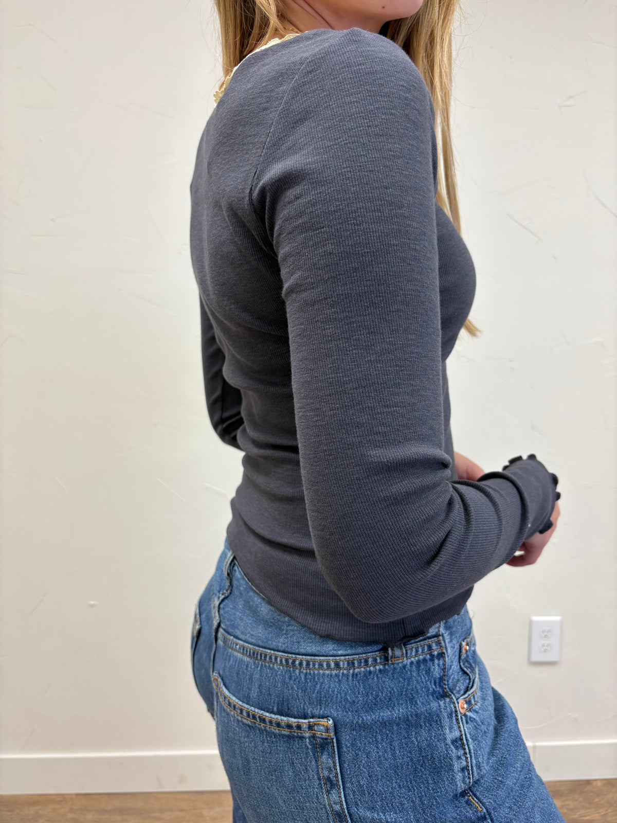 Lace Neckline Top