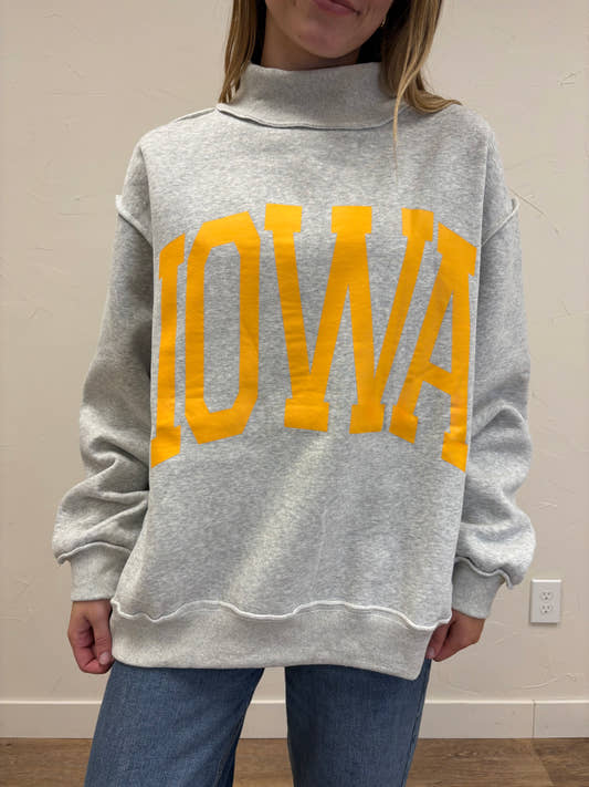 Iowa + IA Reversible Mock Neck Sweatshirt