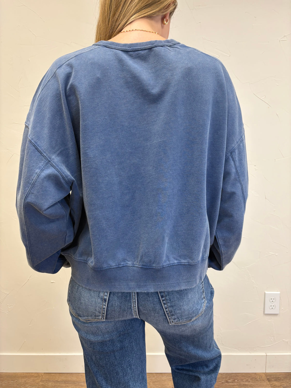 Acid Wash Seam Detail Crew Neck Sweatshirt