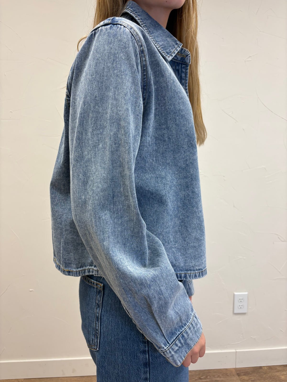 Acid Wash Boxy Denim Shirt