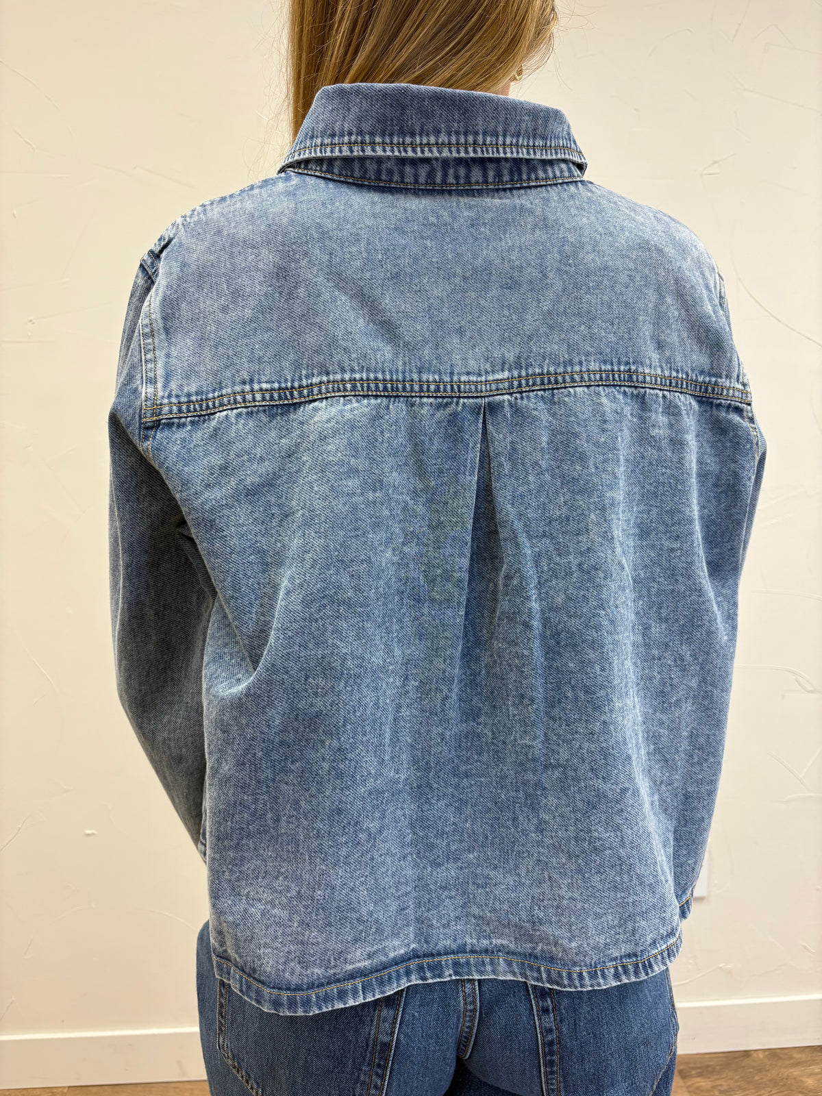 Acid Wash Boxy Denim Shirt