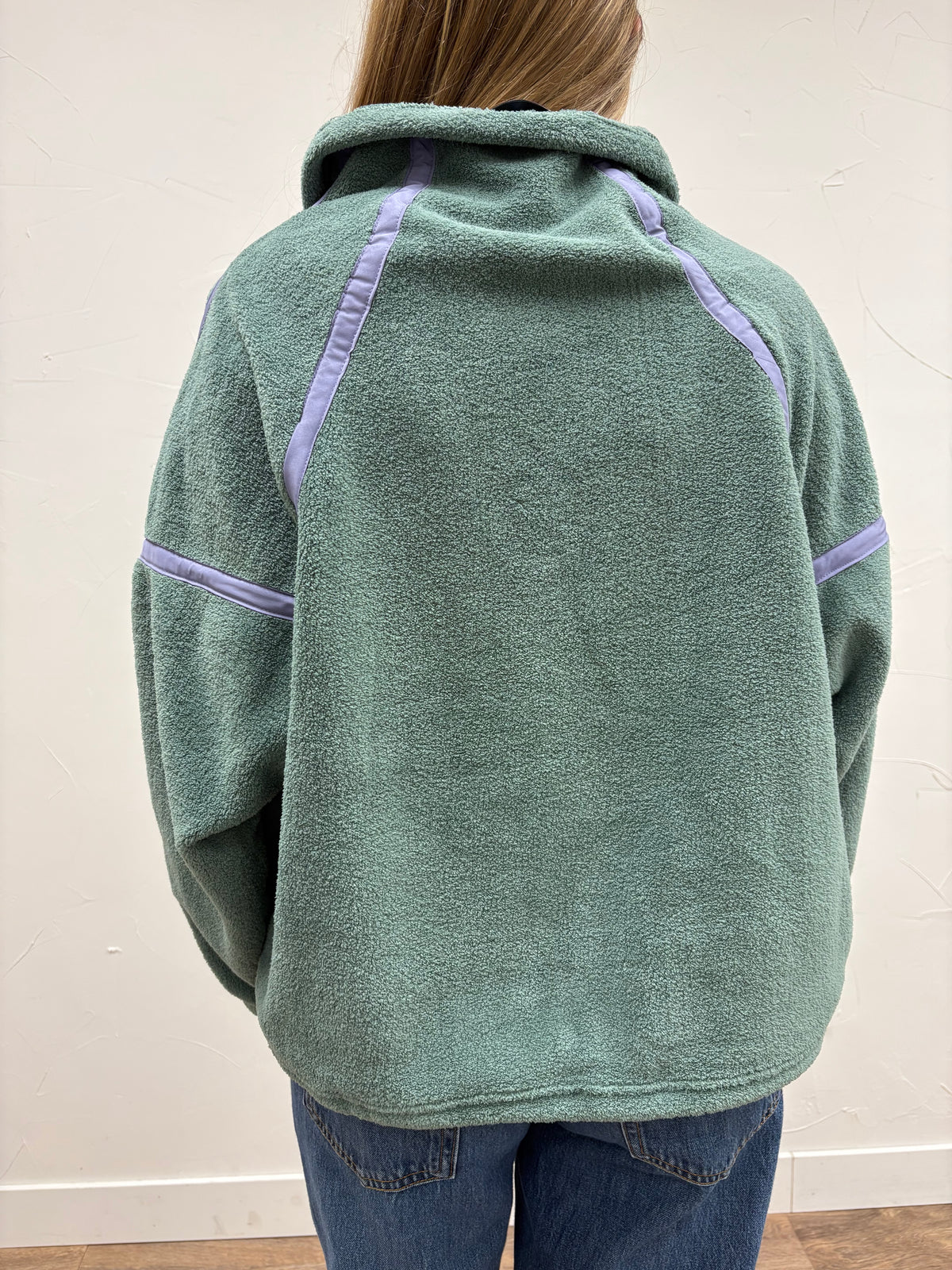 Contrast Trim Half-Zip Fleece Pullover