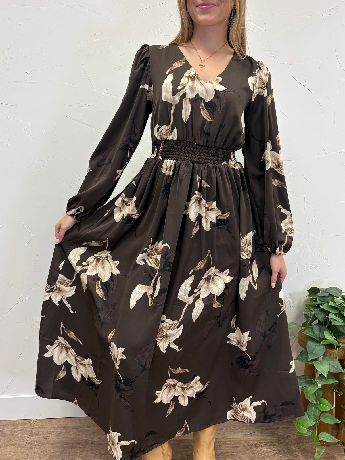 Smocked Waist Printed Maxi Dress