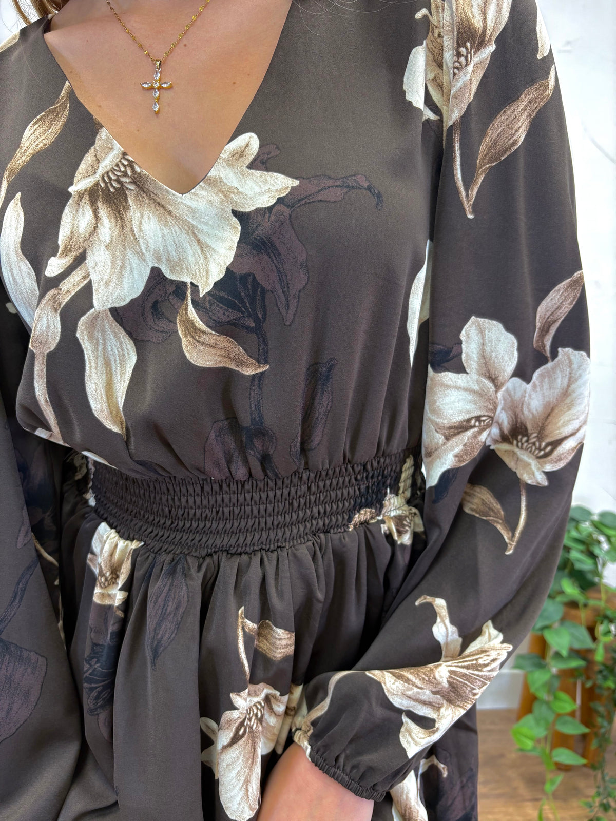 Smocked Waist Printed Maxi Dress
