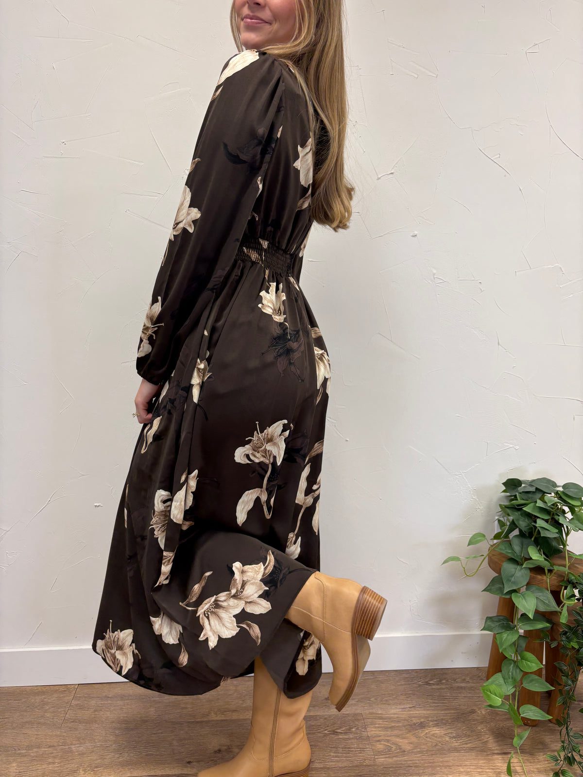 Smocked Waist Printed Maxi Dress