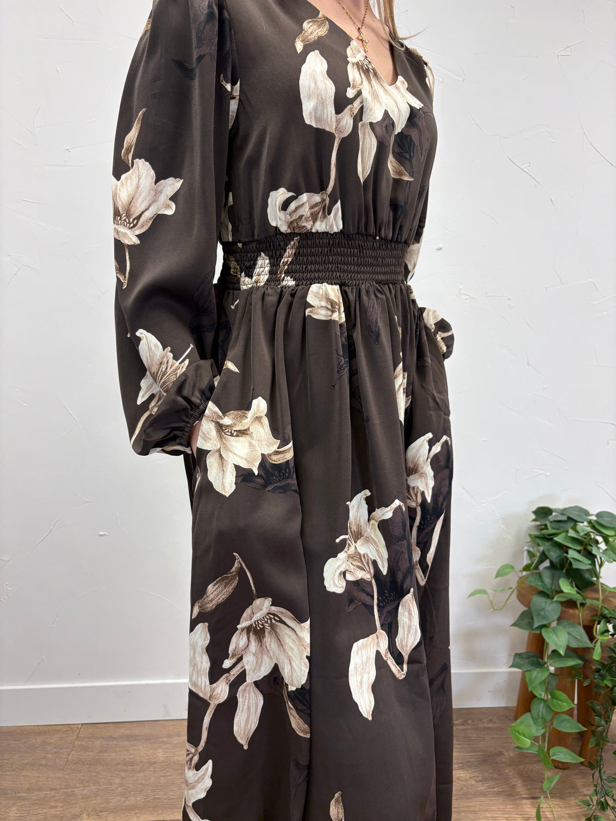 Smocked Waist Printed Maxi Dress