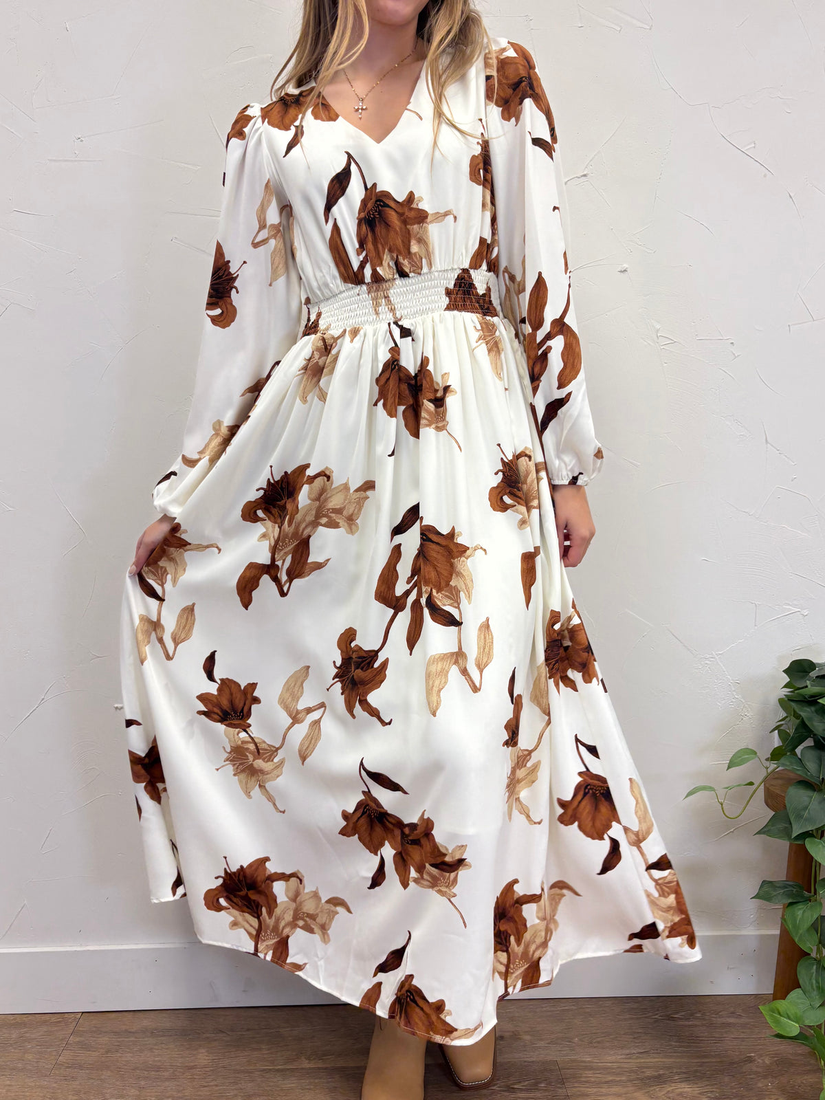 Smocked Waist Printed Maxi Dress