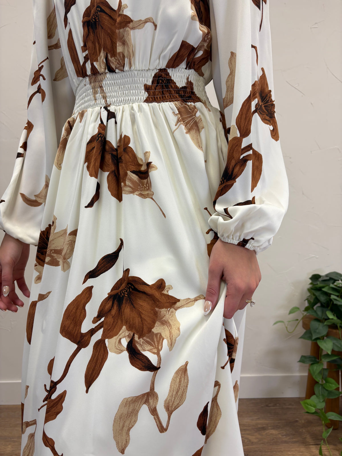 Smocked Waist Printed Maxi Dress