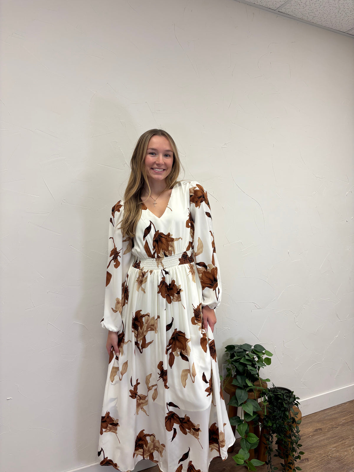 Smocked Waist Printed Maxi Dress