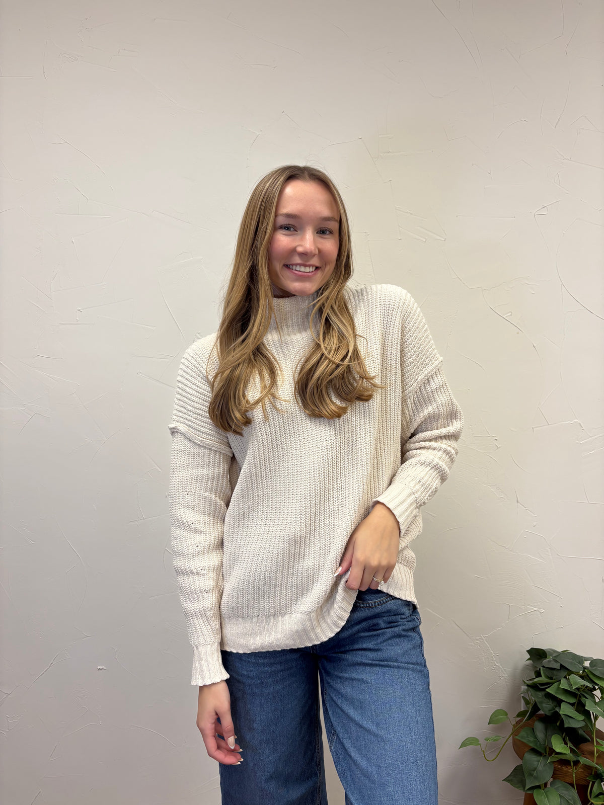Cowl Neck Thick Knit Sweater