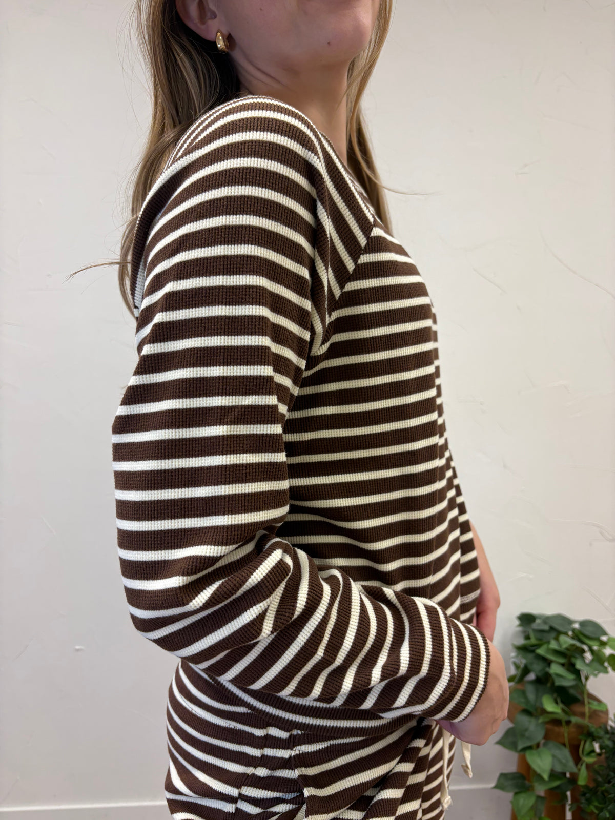 Striped Waffle Knit Raglan Top