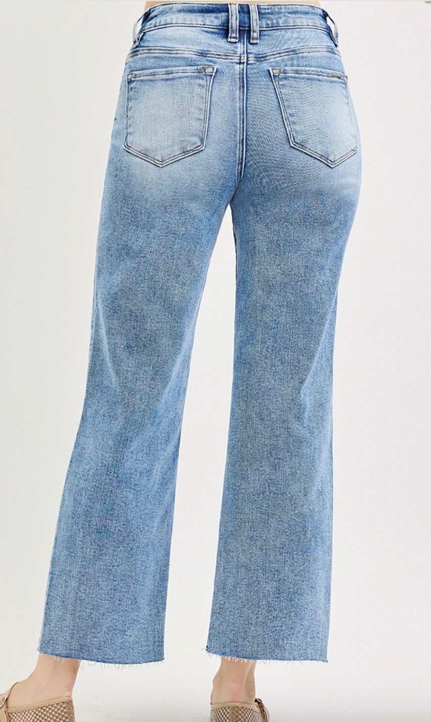Mid Rise Ankle Straight Seamed Risen Jeans