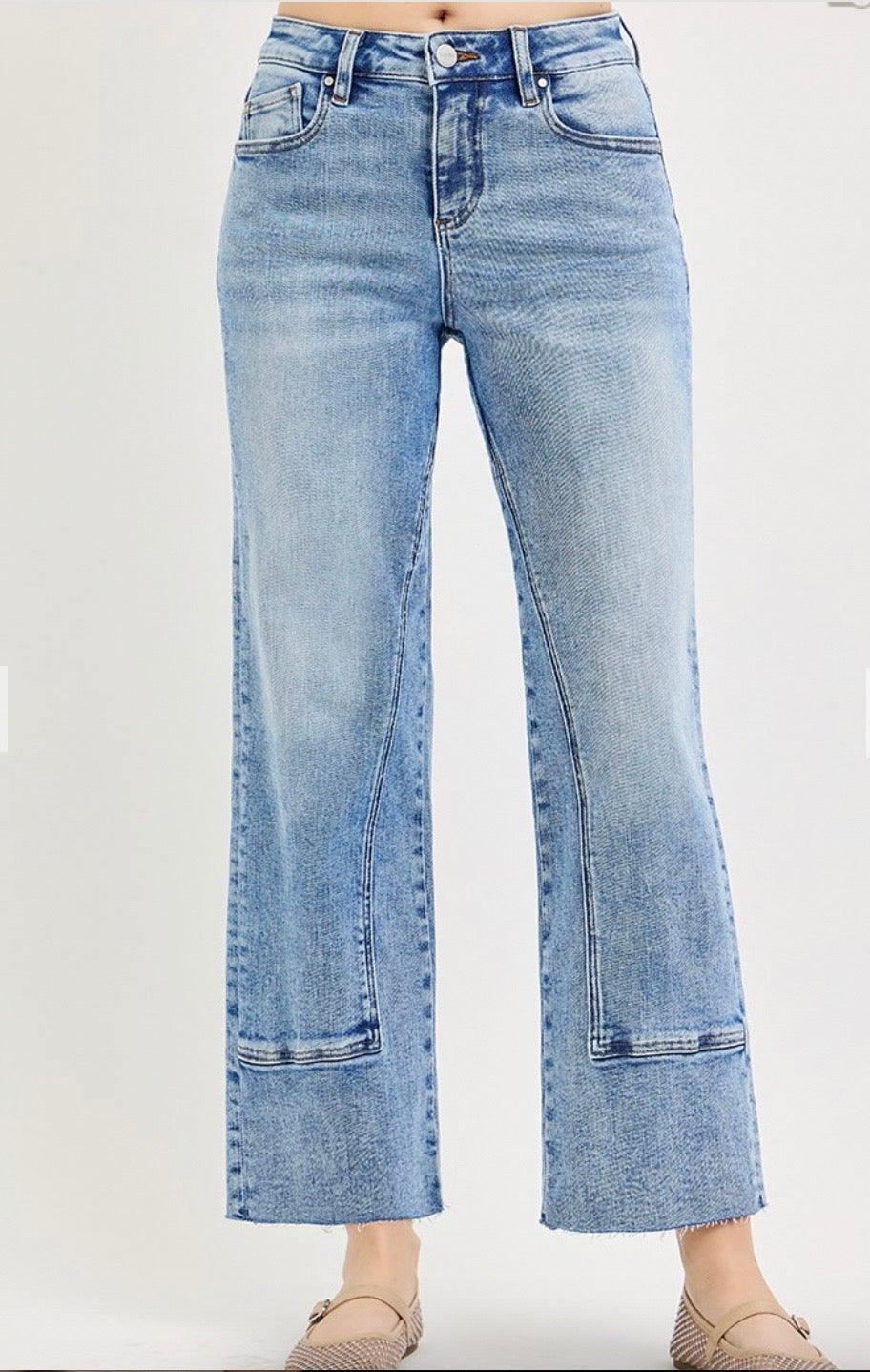 Mid Rise Ankle Straight Seamed Risen Jeans