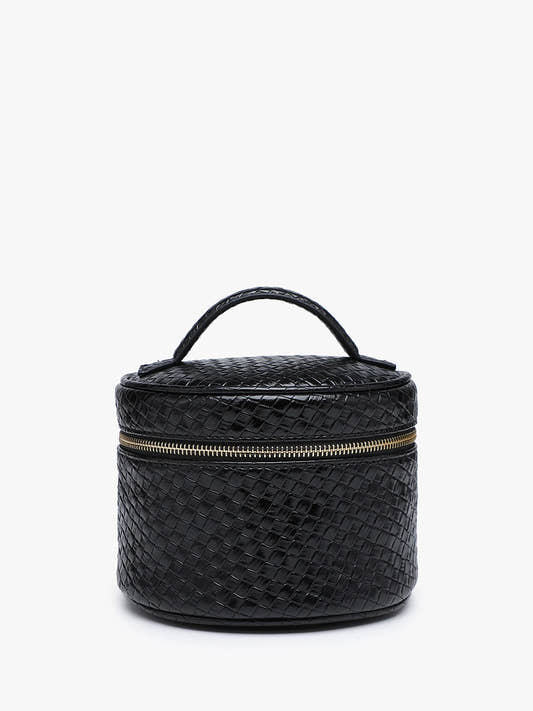 Marianna Faux Woven Travel Cosmetic Bag