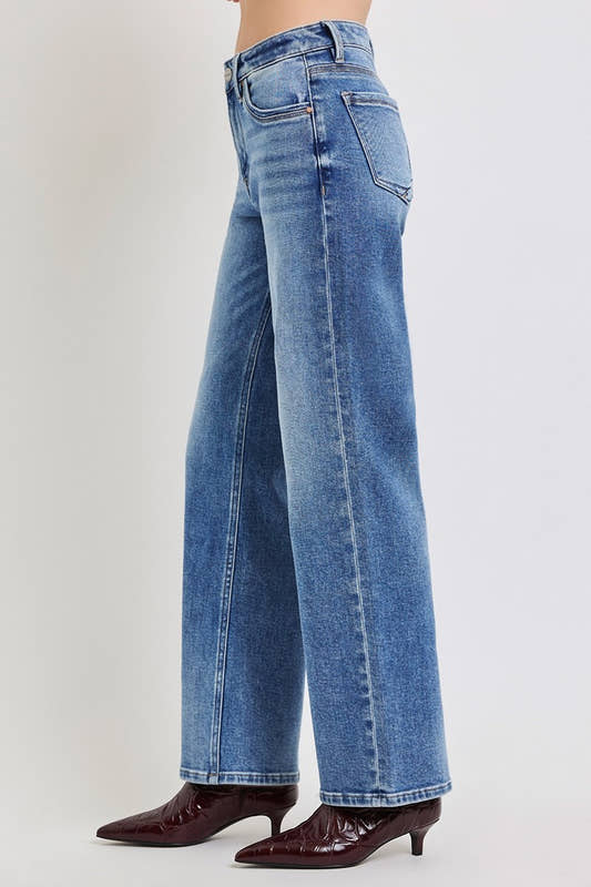 Belle Mid Rise Ankle Straight Risen Jeans
