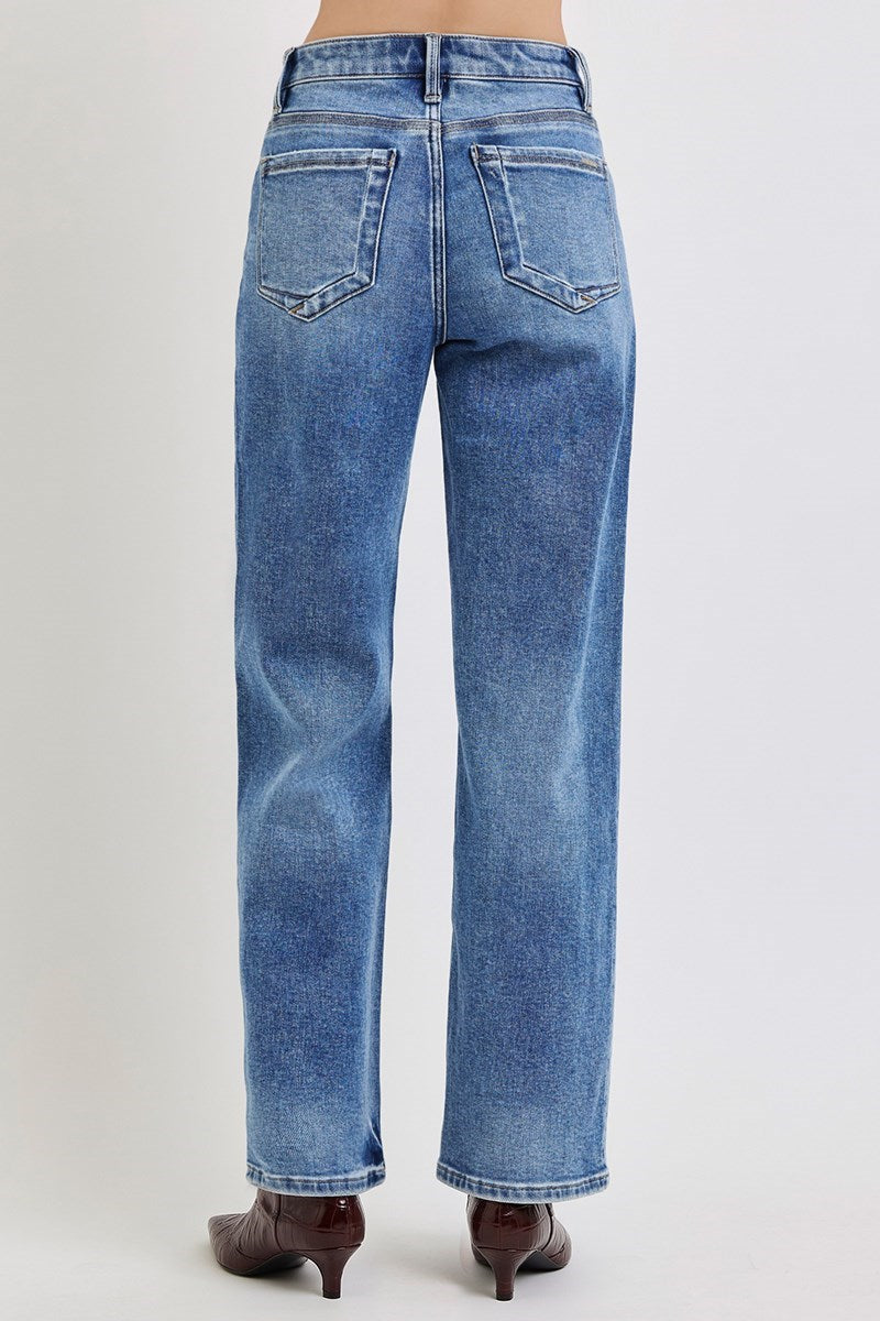 Belle Mid Rise Ankle Straight Risen Jeans