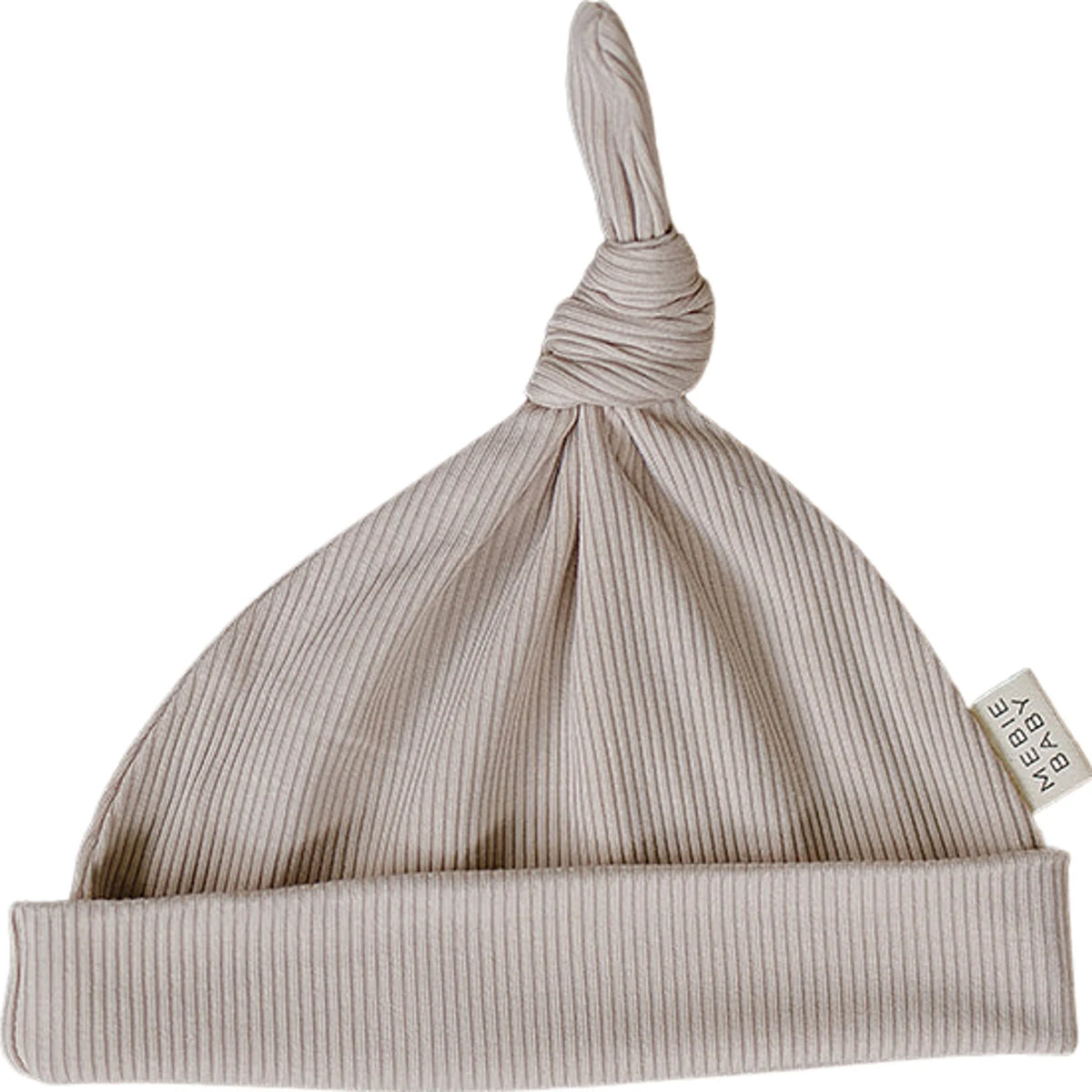 taupe ribbed Bamboo Newborn Knot Hat