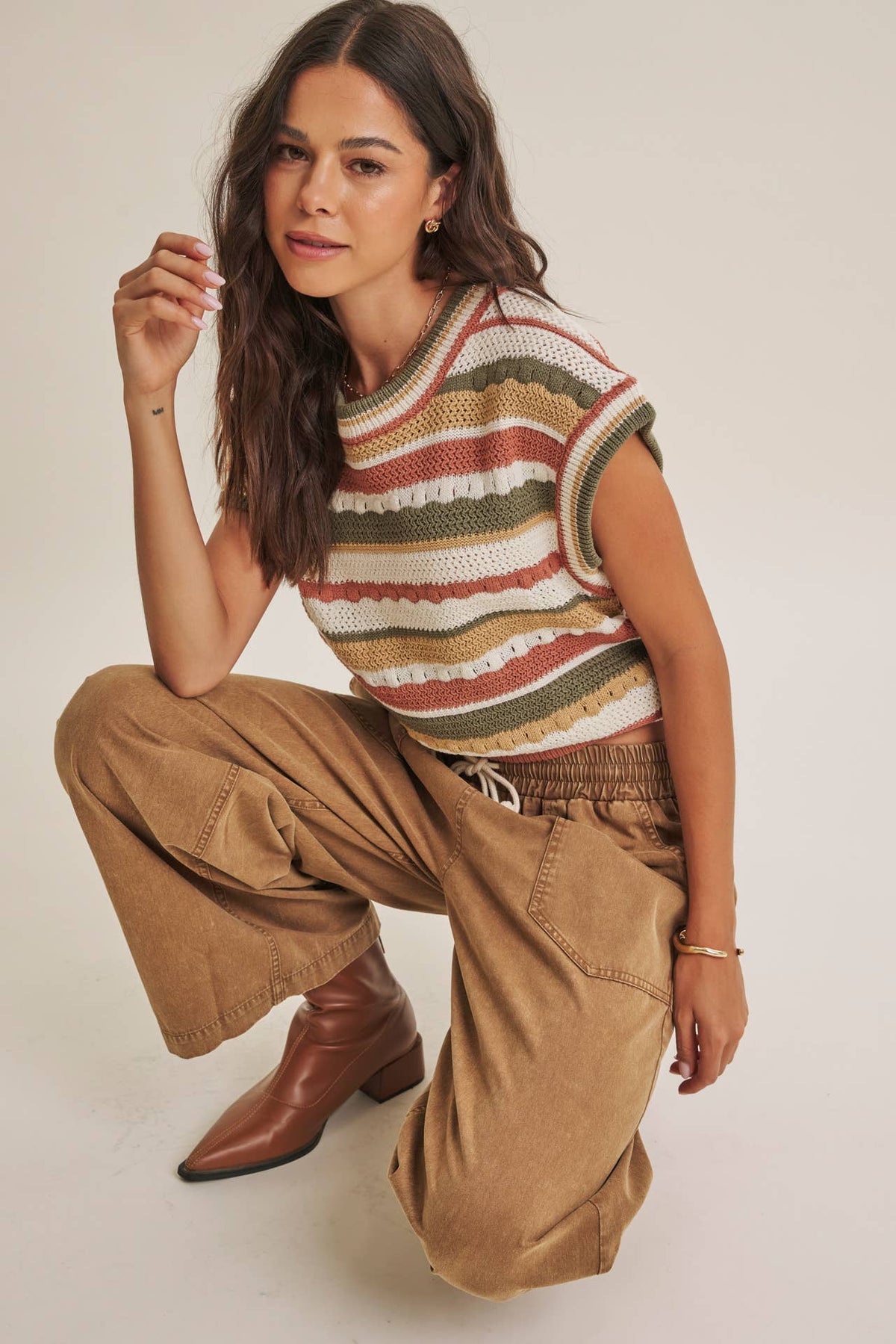 TEXTURED STRIPE SWEATER VEST