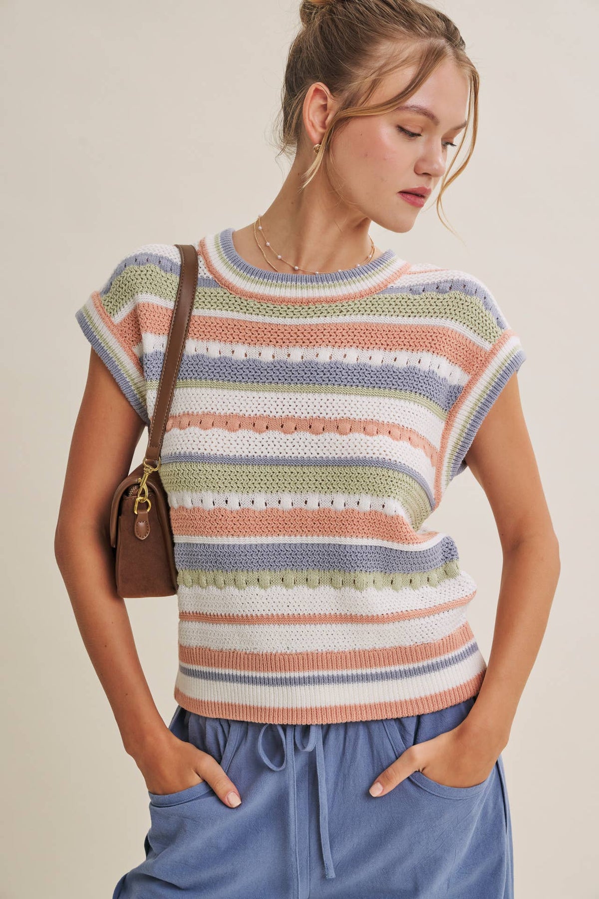 TEXTURED STRIPE SWEATER VEST