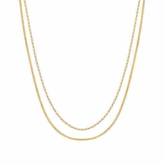 Waterproof Gold Double Layer Paperclip Necklace