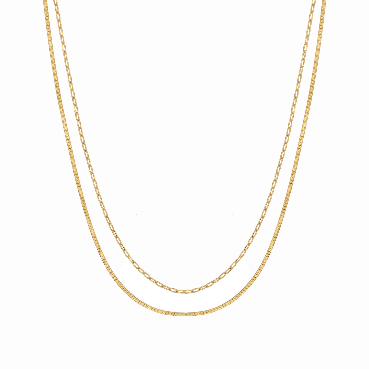 Waterproof Gold Double Layer Paperclip Necklace