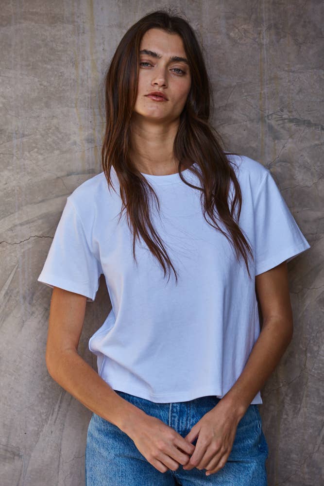 Knit Cotton Crew Short Sleeve T-shirt Top