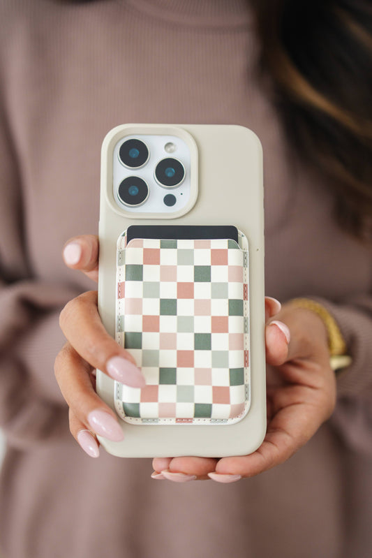 Magnet Phone Wallet, Magnetic card cash wallet: #14 Black Beige Daisy