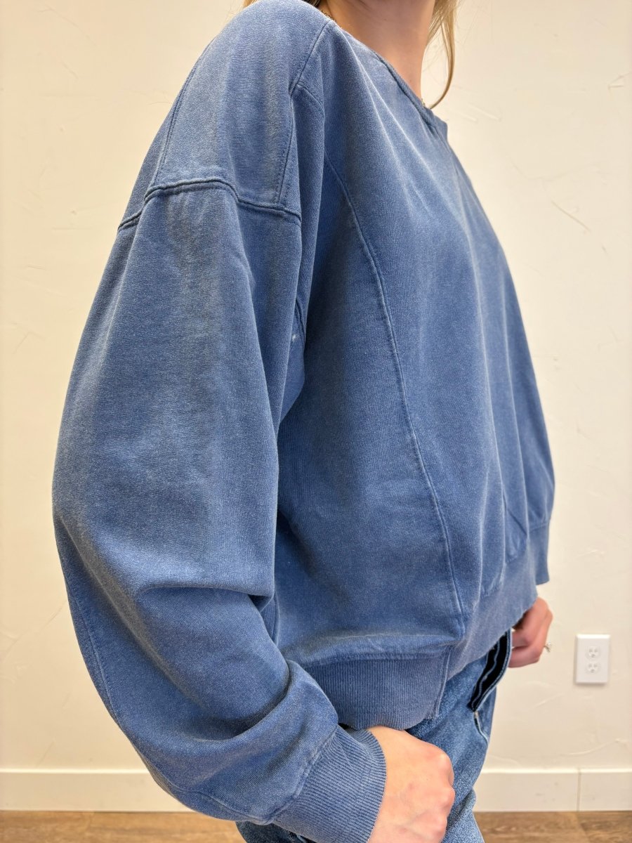 Acid Wash Seam Detail Crew Neck Sweatshirt - Three:Twelve Boutique - Hyfve