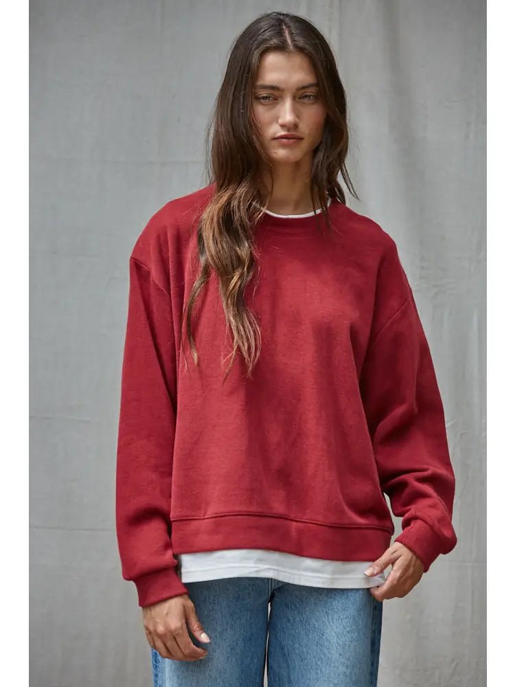 Always On Crew Twofer Pullover - Three:Twelve Boutique - By Together