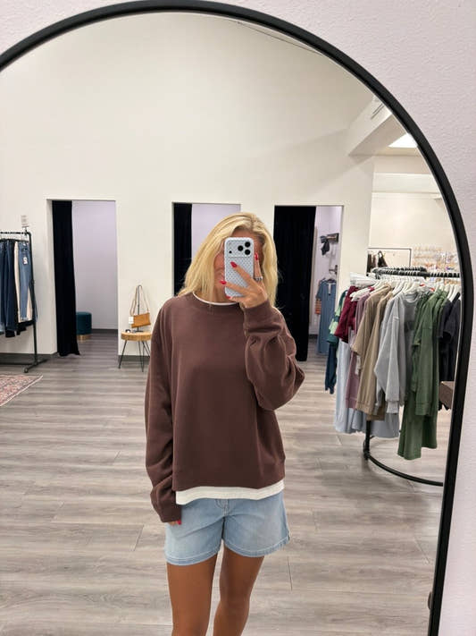 Always On Crew Twofer Pullover - Three:Twelve Boutique - By Together