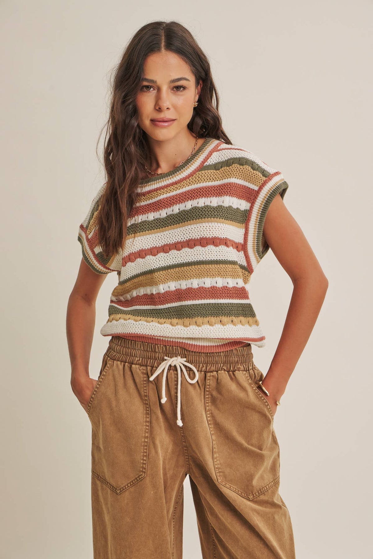 TEXTURED STRIPE SWEATER VEST