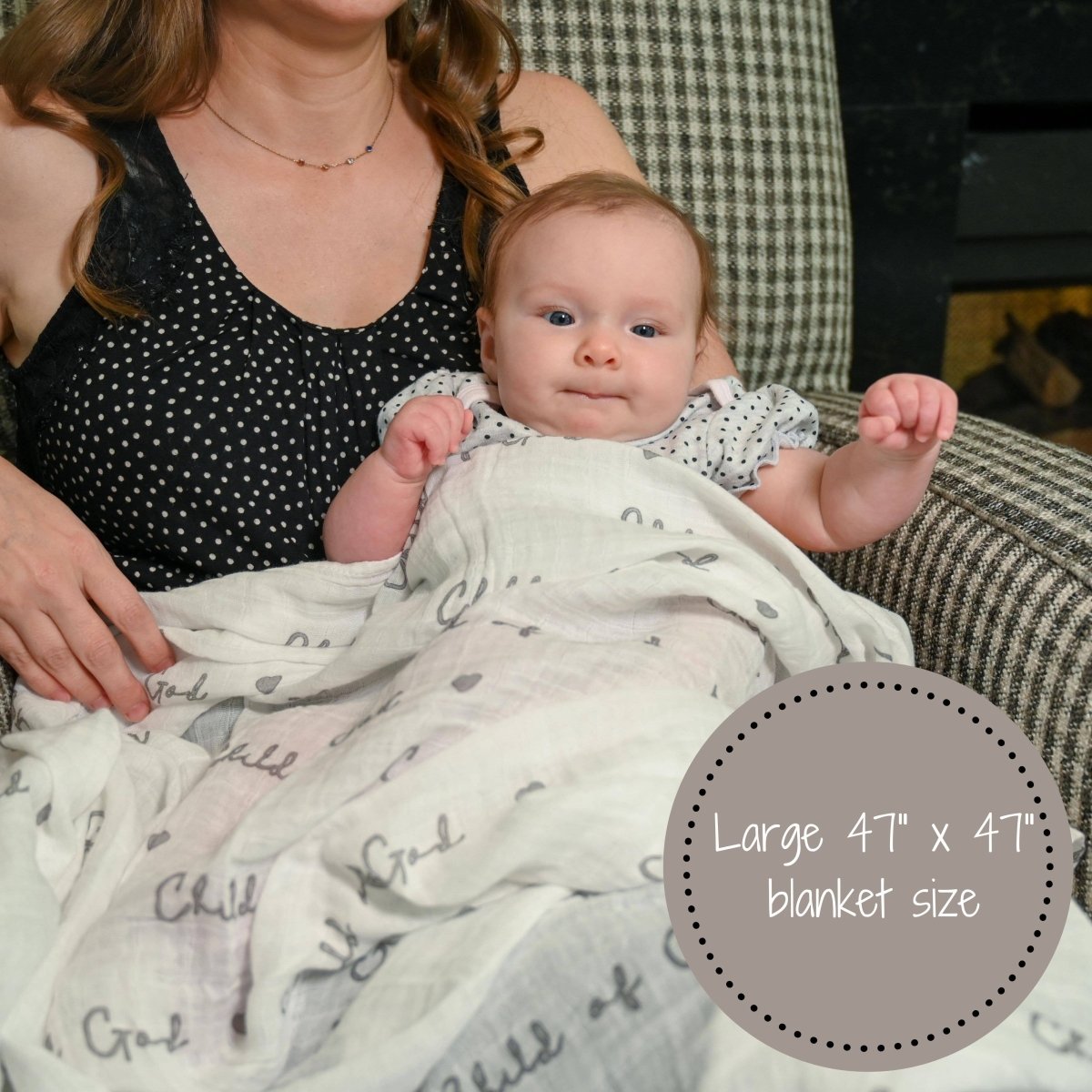 Baby Muslin Swaddle Blanket 47x47 Child of God - Three:Twelve Boutique - LollyBanks