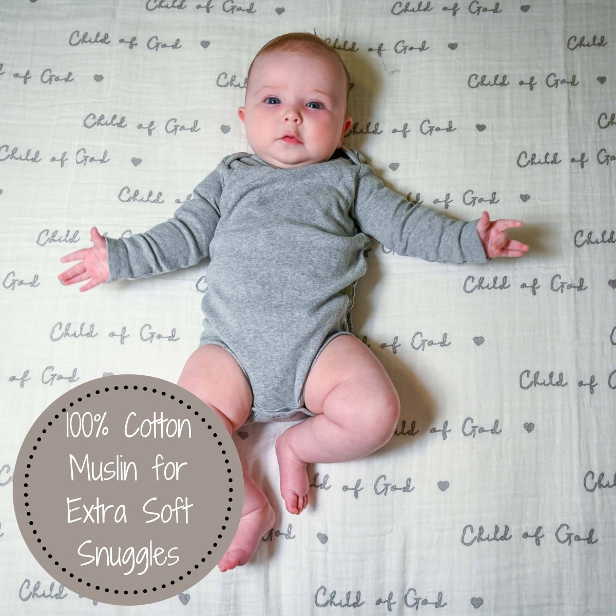 Baby Muslin Swaddle Blanket 47x47 Child of God - Three:Twelve Boutique - LollyBanks