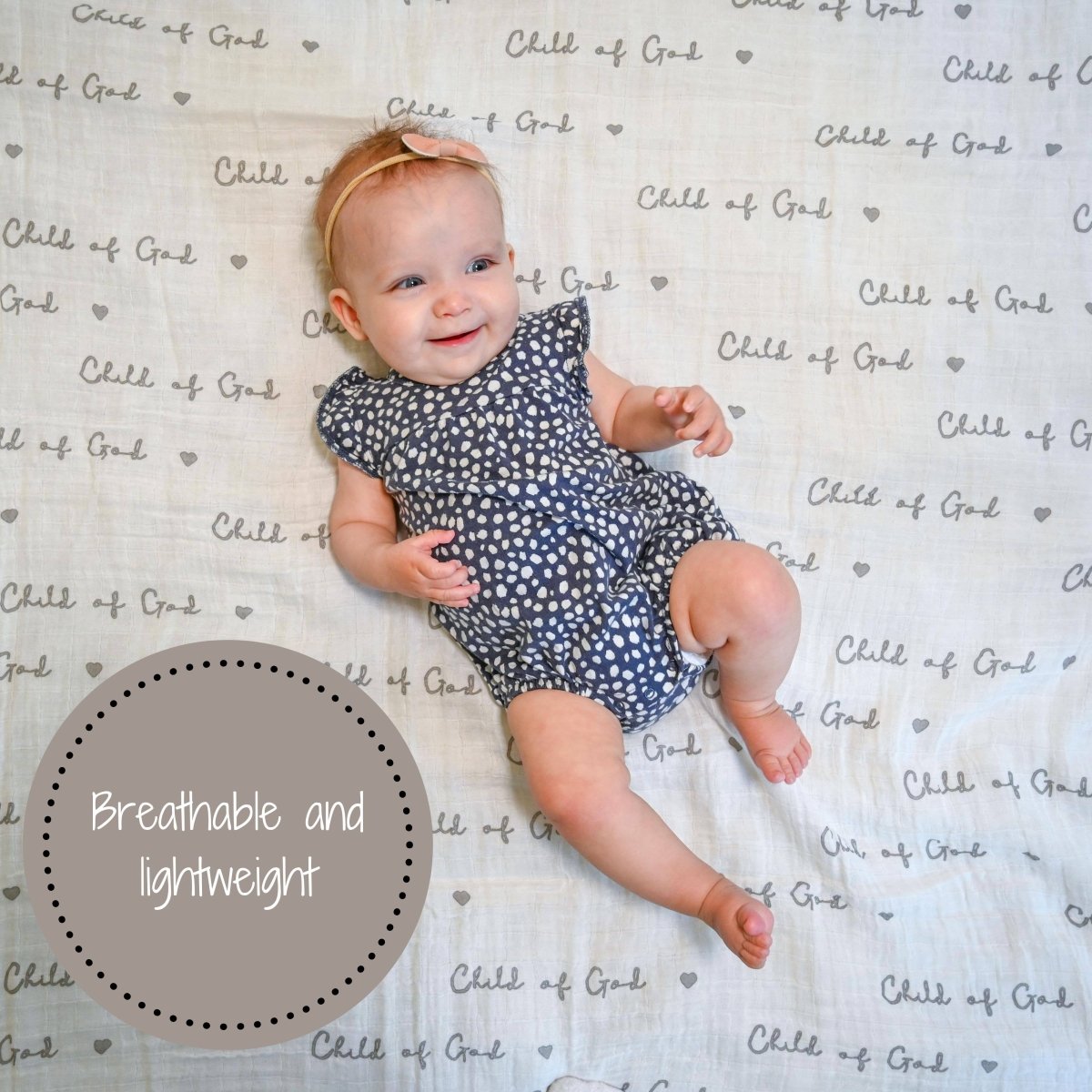 Baby Muslin Swaddle Blanket 47x47 Child of God - Three:Twelve Boutique - LollyBanks