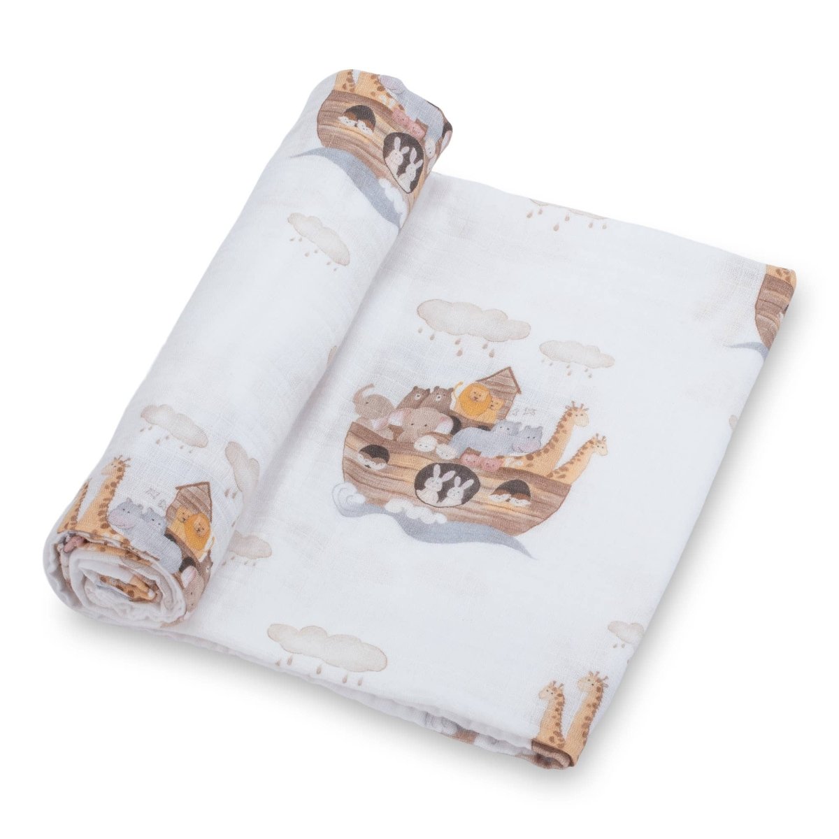 Baby Muslin Swaddle Blanket 47x47 Noah's Ark - Three:Twelve Boutique - LollyBanks