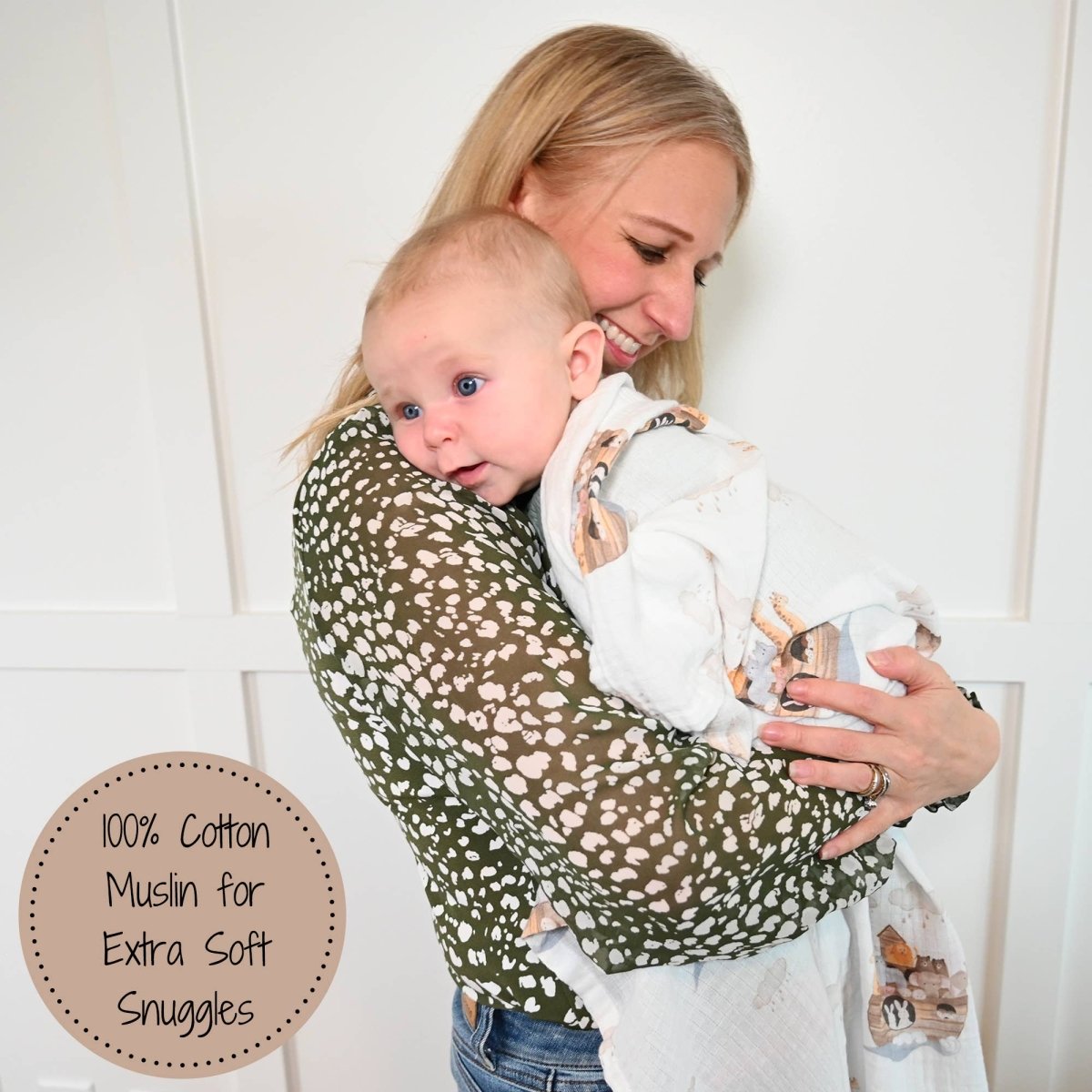 Baby Muslin Swaddle Blanket 47x47 Noah's Ark - Three:Twelve Boutique - LollyBanks