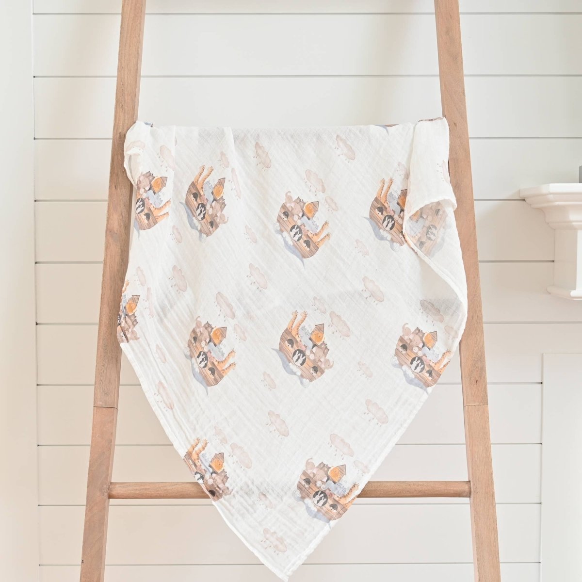 Baby Muslin Swaddle Blanket 47x47 Noah's Ark - Three:Twelve Boutique - LollyBanks