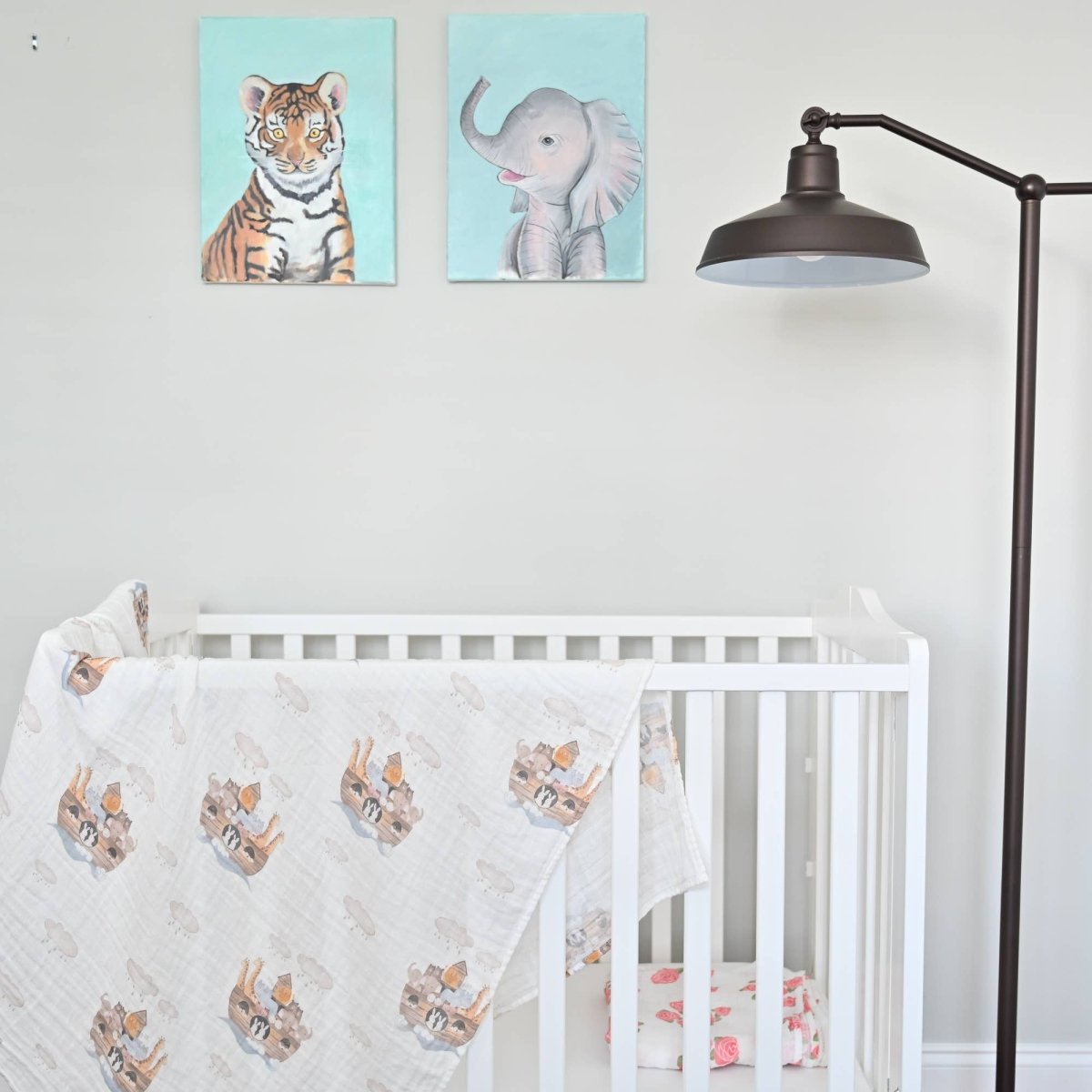 Baby Muslin Swaddle Blanket 47x47 Noah's Ark - Three:Twelve Boutique - LollyBanks