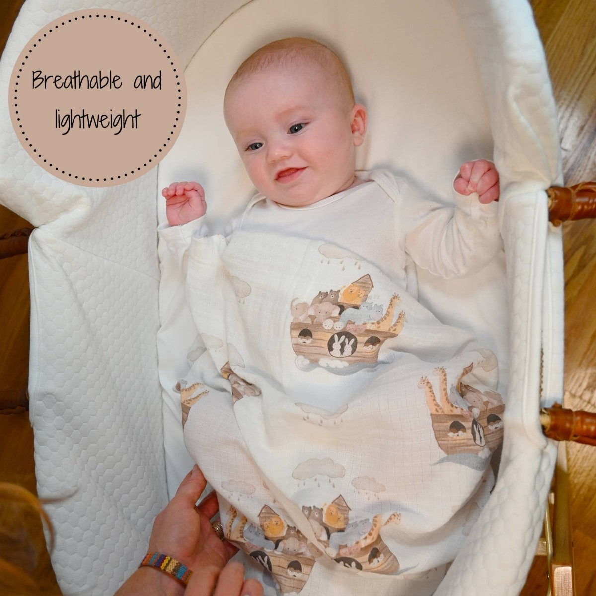 Baby Muslin Swaddle Blanket 47x47 Noah's Ark - Three:Twelve Boutique - LollyBanks