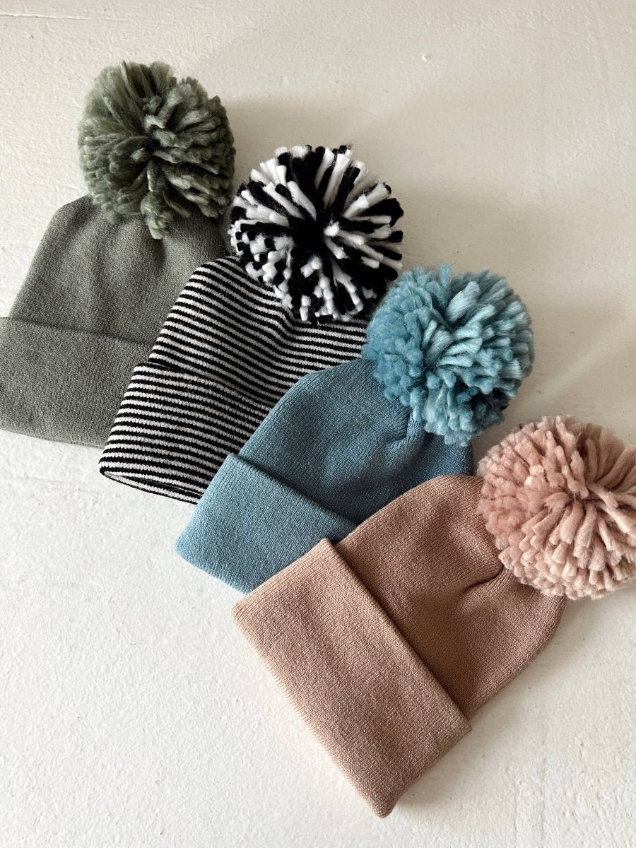 Baby's First Hat®, Black/White Stripe Pom - Three:Twelve Boutique - SpearmintLOVE