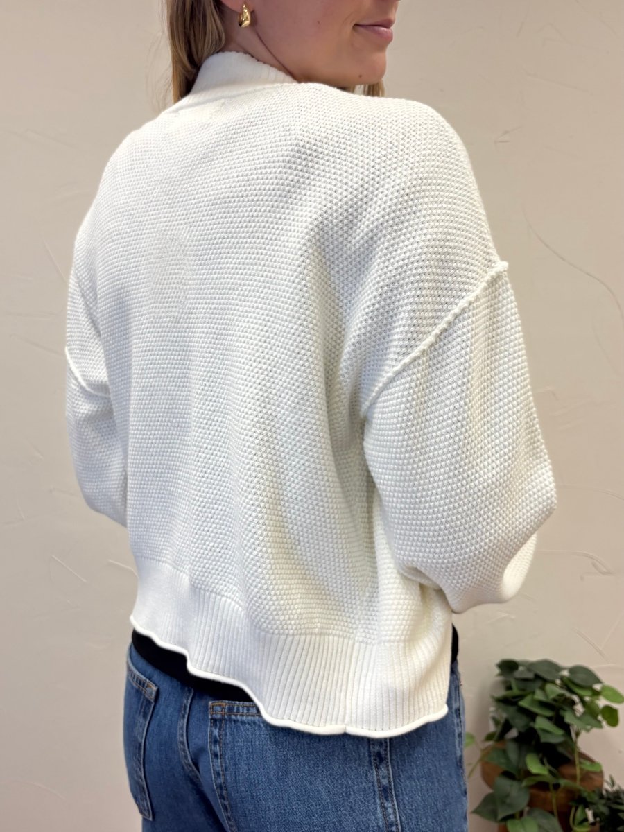 Balloon Sleeve Waffle Cardigan - Three:Twelve Boutique - In February