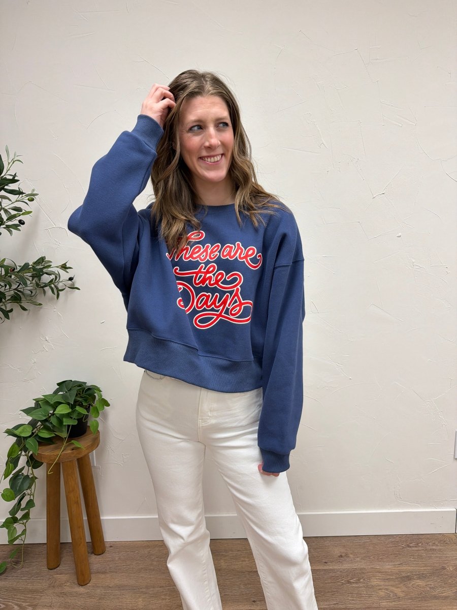 Ballpark Days Cropped Sweatshirt – Relaxed Fit Casual Graphic Pullover - Three:Twelve Boutique - Poppy + Pine