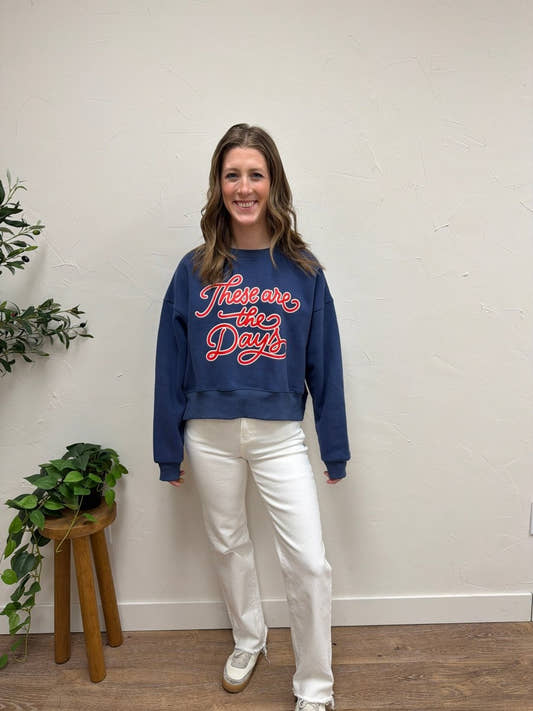 Ballpark Days Cropped Sweatshirt – Relaxed Fit Casual Graphic Pullover - Three:Twelve Boutique - Poppy + Pine