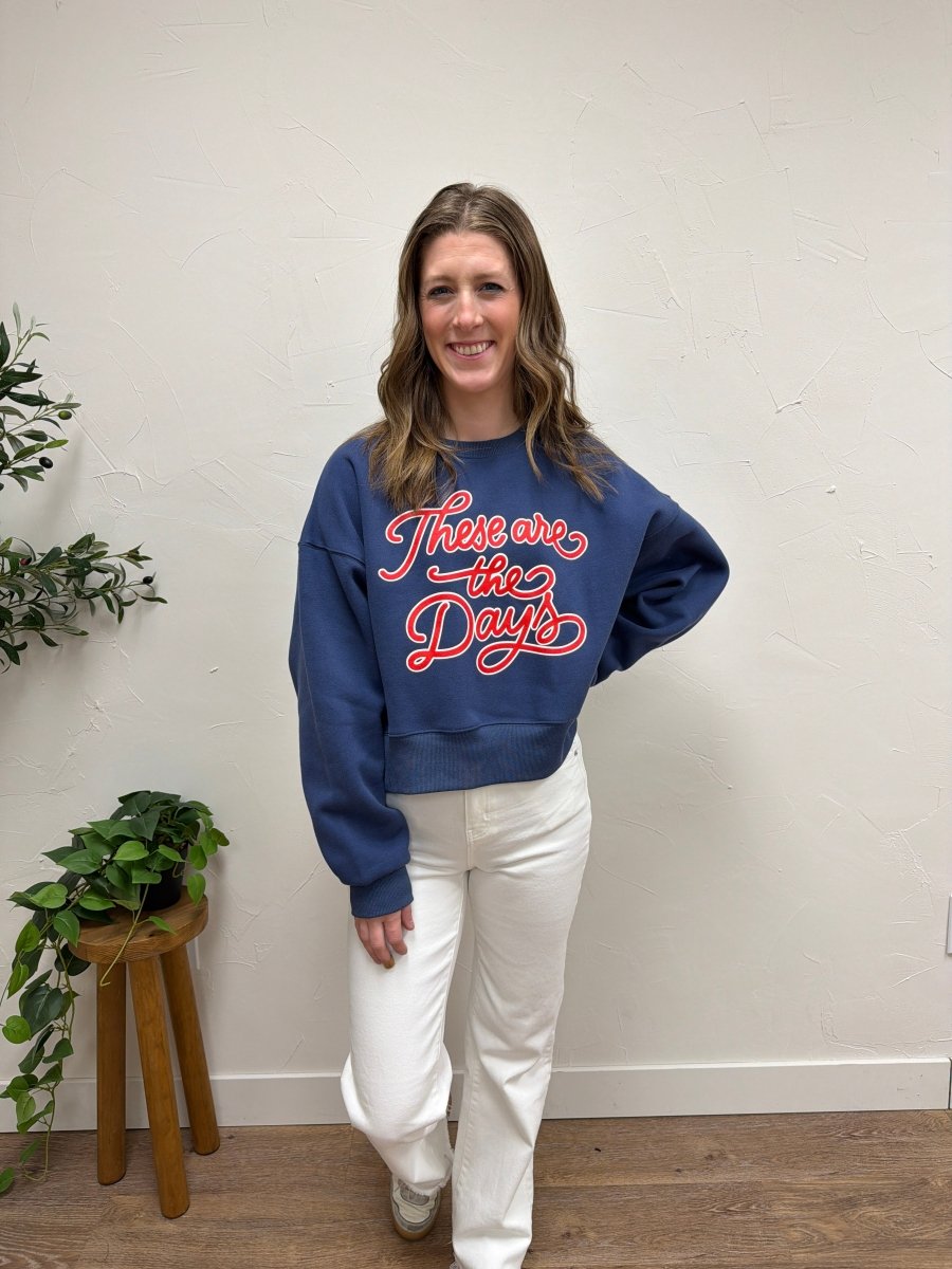 Ballpark Days Cropped Sweatshirt – Relaxed Fit Casual Graphic Pullover - Three:Twelve Boutique - Poppy + Pine