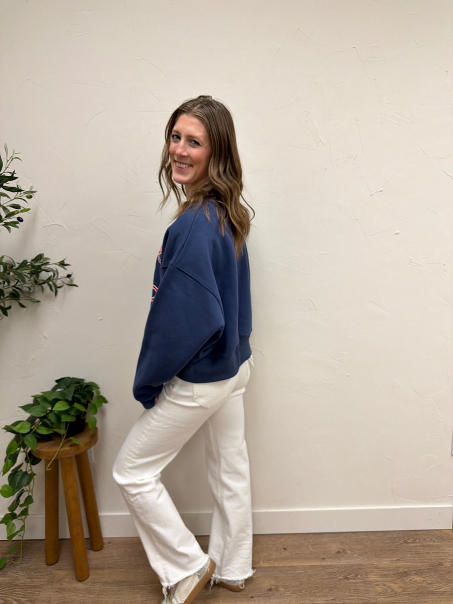 Ballpark Days Cropped Sweatshirt – Relaxed Fit Casual Graphic Pullover - Three:Twelve Boutique - Poppy + Pine
