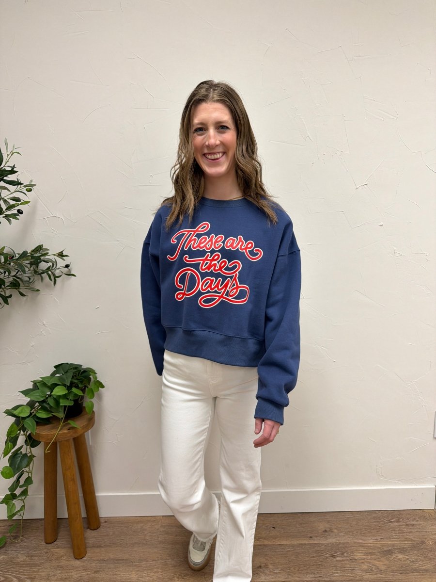 Ballpark Days Cropped Sweatshirt – Relaxed Fit Casual Graphic Pullover - Three:Twelve Boutique - Poppy + Pine