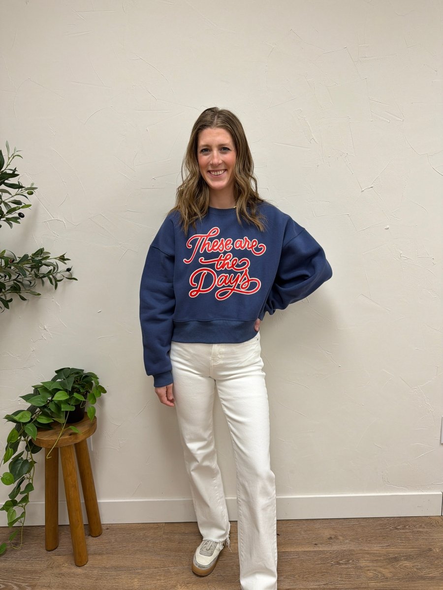 Ballpark Days Cropped Sweatshirt – Relaxed Fit Casual Graphic Pullover - Three:Twelve Boutique - Poppy + Pine